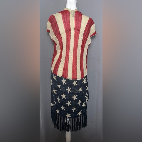 Rue 21 American Flag Knit Sleeveless Kimono Long Vest Women’s XS - Picture 3 of 5
